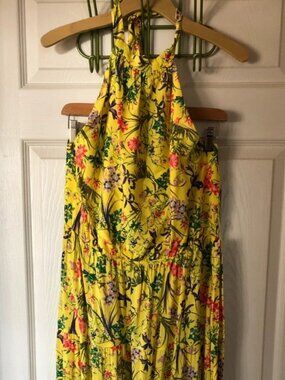 Nine Eight New York Halter High/Low Tiered Maxi Dress Women's Size L
